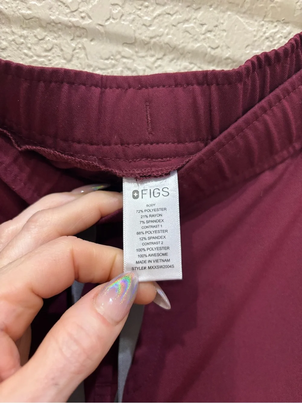 Figs Tansen Jogger Scrub Technical Pant Burgundy Small Medical Nursing